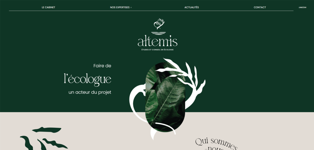 Page d'accueil du site internet d'Altemis Environnement