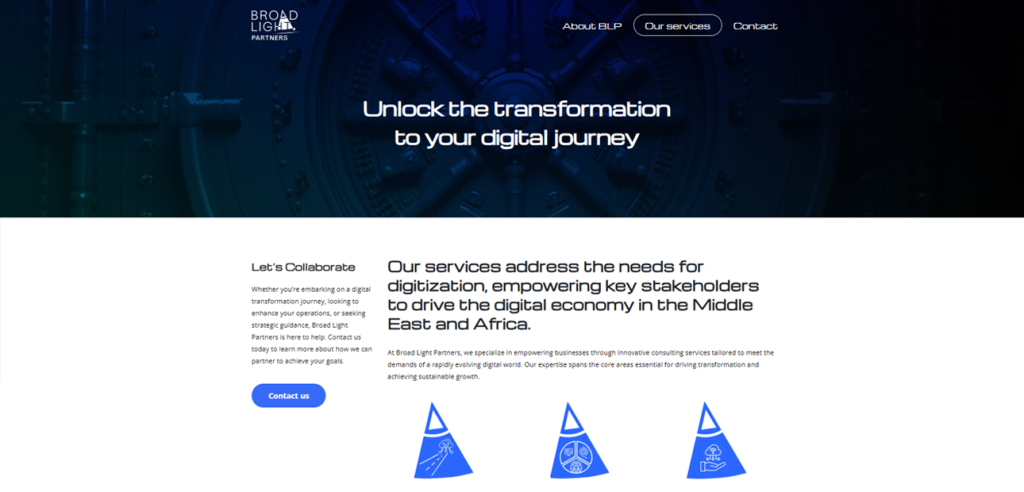 Page Services du site internet de BroadLightPartners