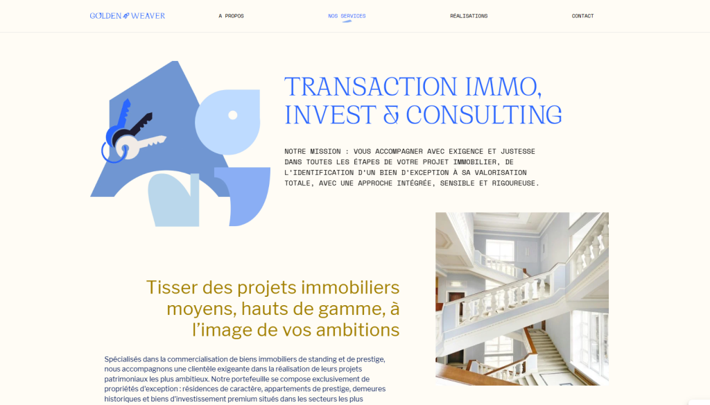 Page Services sur le site internet de Golden Weaver