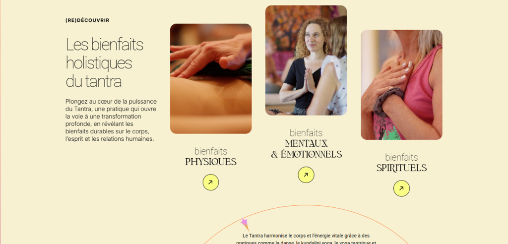 Page Bienfaits sur le site internet de Tantramour