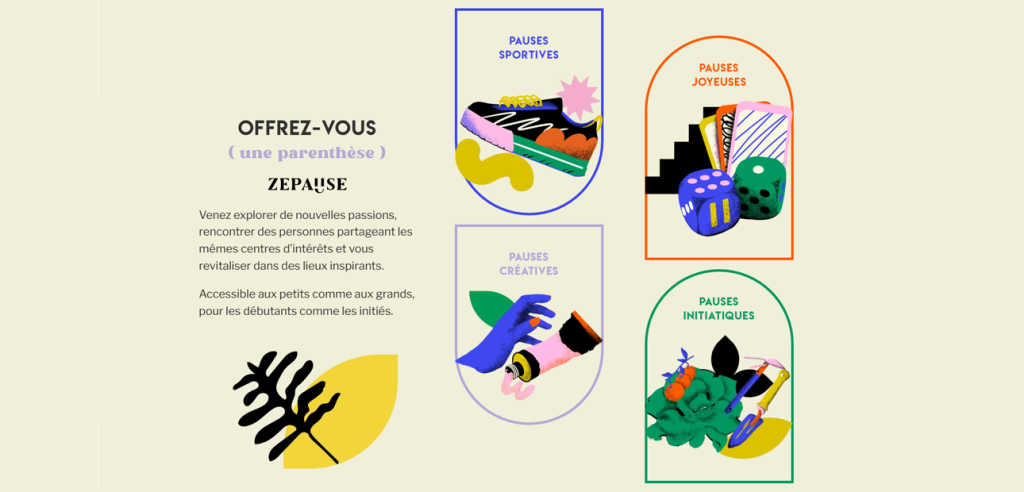 Section Offres sur la page d'accueil du site internet de Zepause